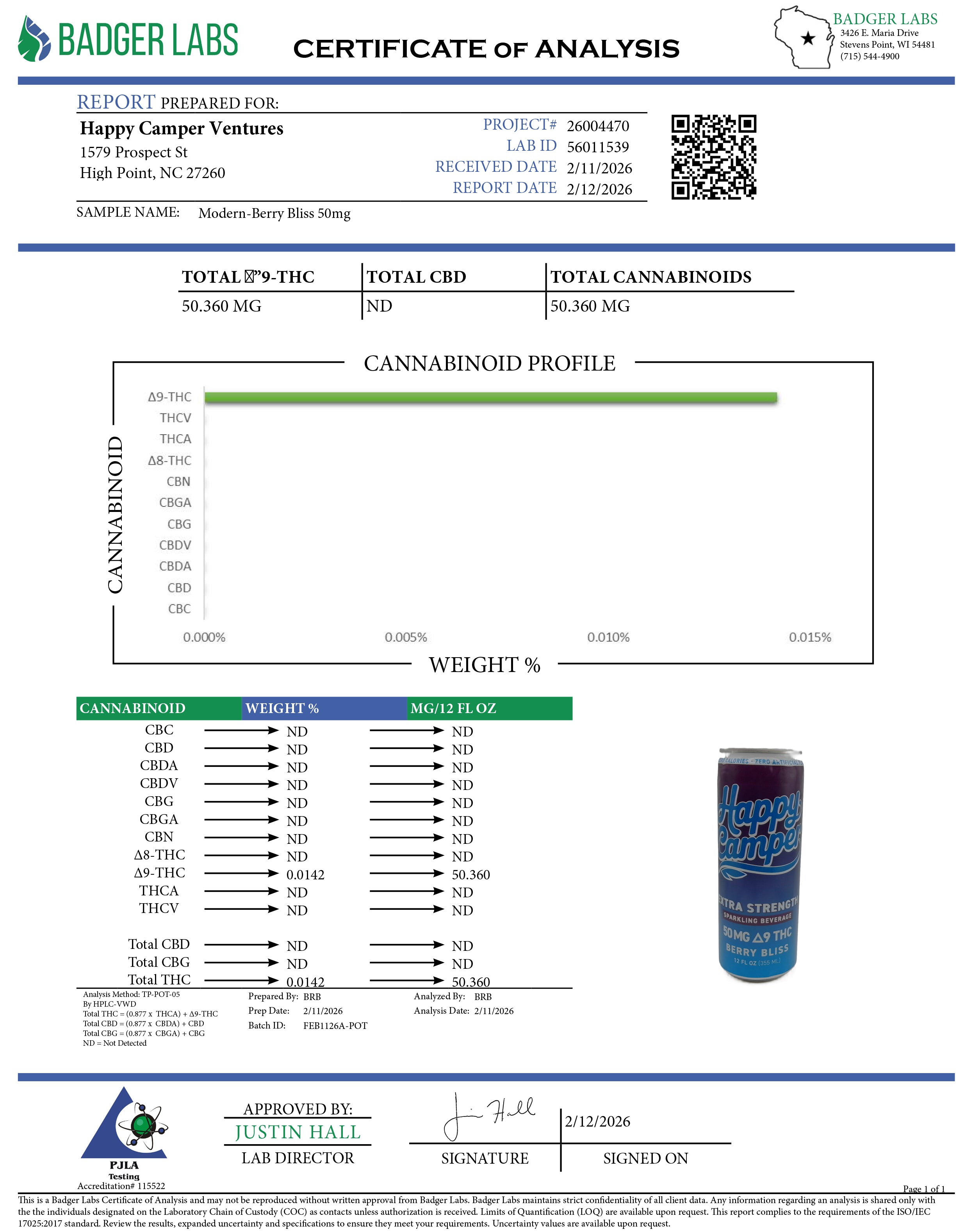BERRY BLISS - 50MG D9 THC  EXTRA STRENGTH SPARKLING BEVERAGE