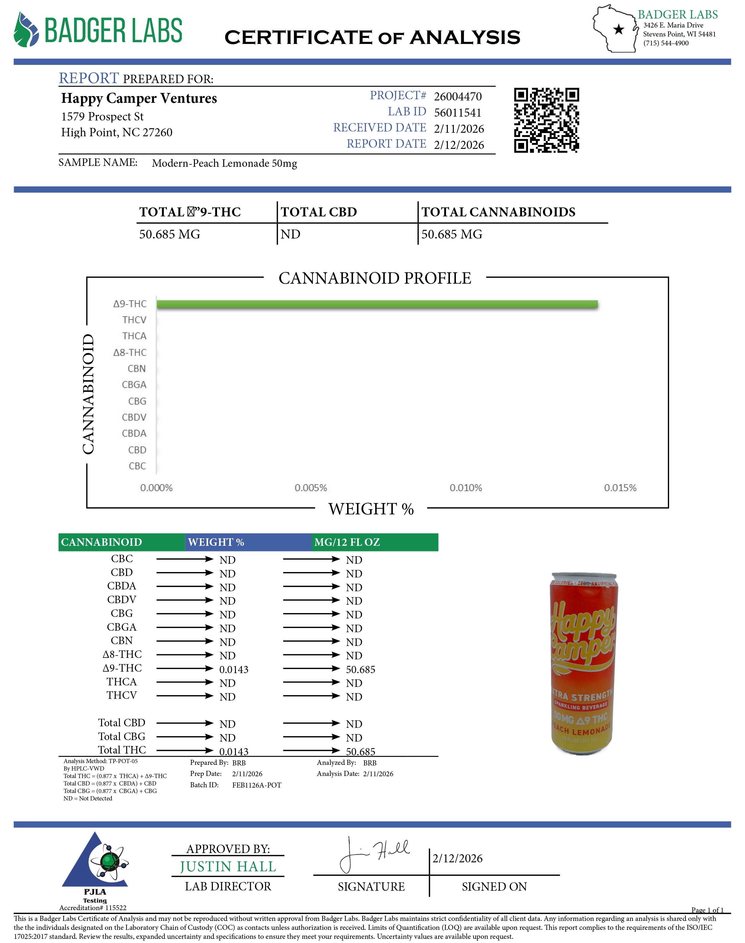 PEACH LEMONADE - 50MG D9 THC  HEMP INFUSED SPARKLING BEVERAGE