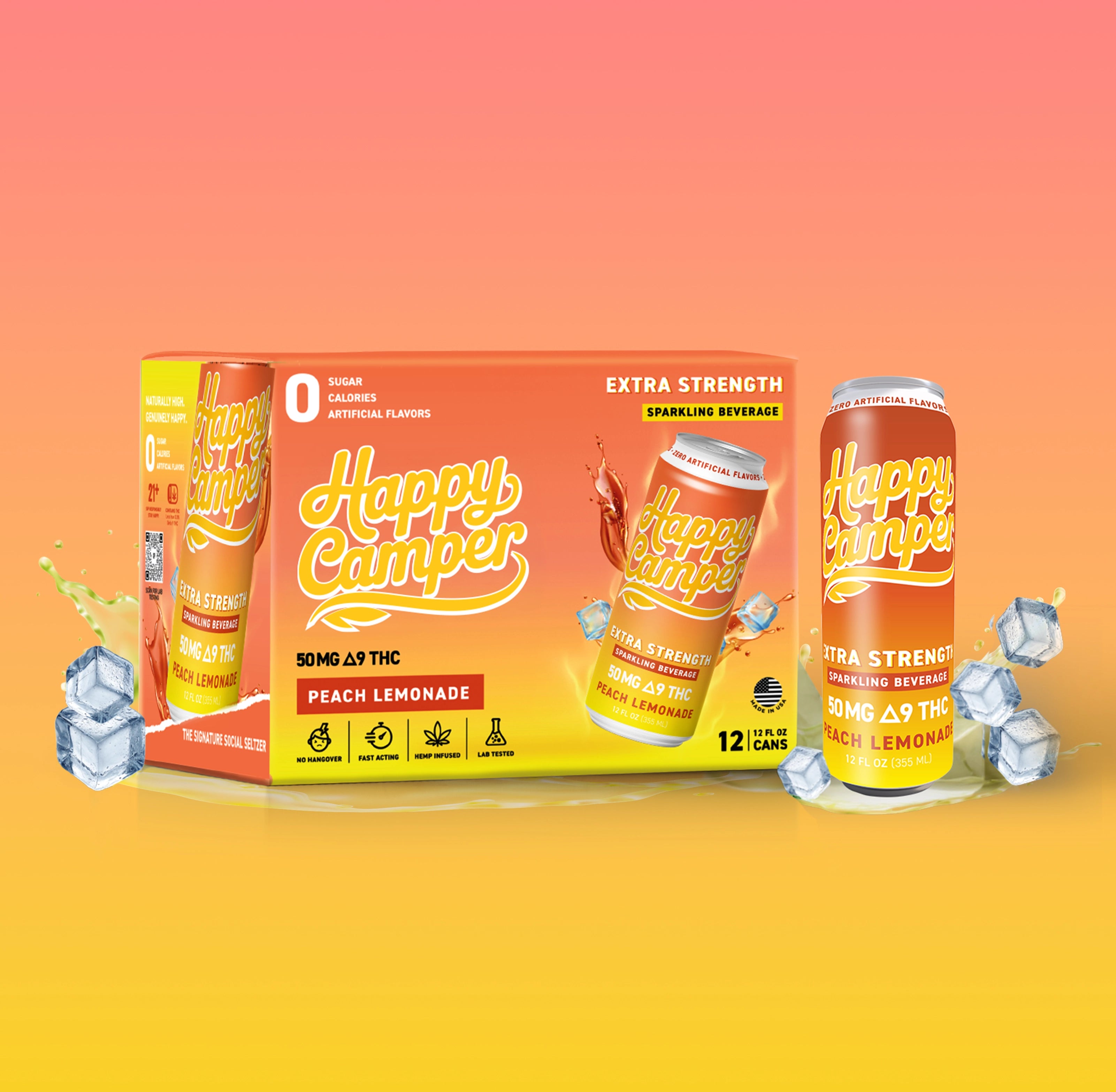 PEACH LEMONADE - 50MG D9 THC  HEMP INFUSED SPARKLING BEVERAGE