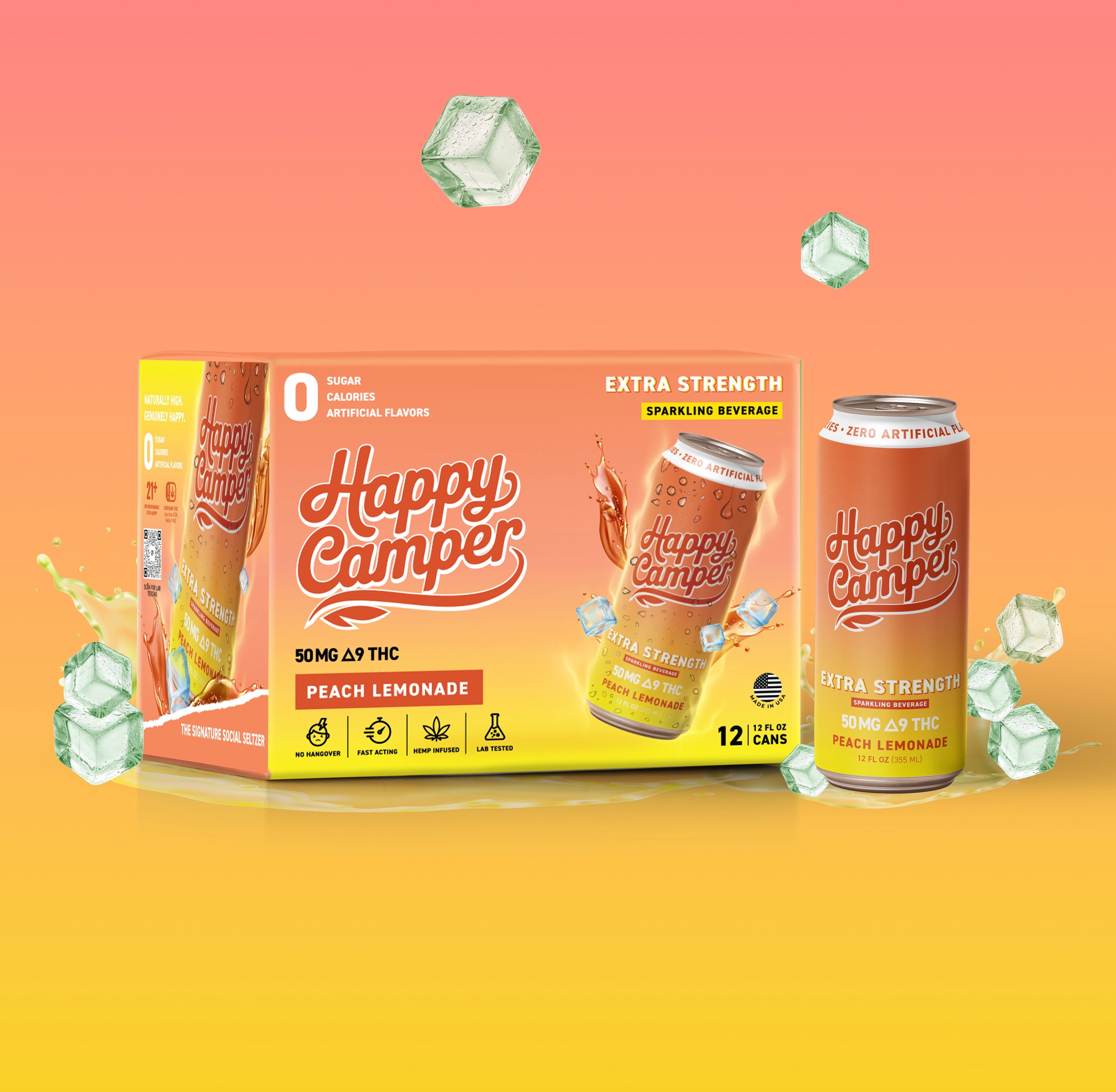 PEACH LEMONADE - 50MG D9 THC  EXTRA STRENGTH SPARKLING BEVERAGE